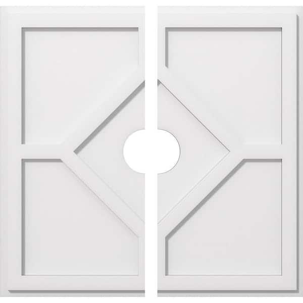 Ekena Millwork 1 in. P X 9 in. C X 26 in. OD X 4 in. ID Embry Architectural Grade PVC Contemporary Ceiling Medallion, Two Piece
