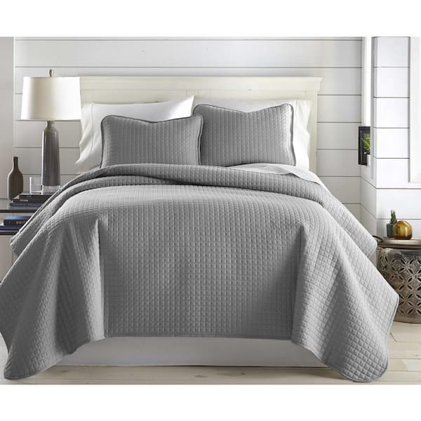 Southshore Fine Linens Vilano Oversized Steel Grey Microfiber Full/Queen Quilt and Sham Set