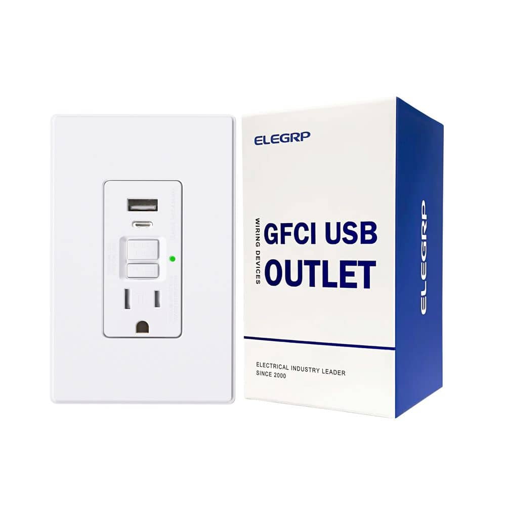 15 Amp Tamper Resistant Self-Test GFCI Outlet 24-Watt In Wall USB Charger Combo Receptacle, Type A and C, White (1-Pack) price history on PriceWatchPro