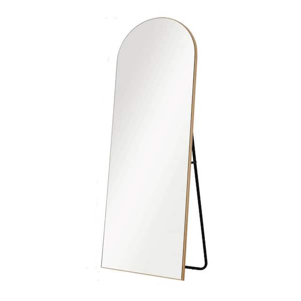 22 in. W x 65 in. H Rectangle Framed Modern Gold Full Length Mirror