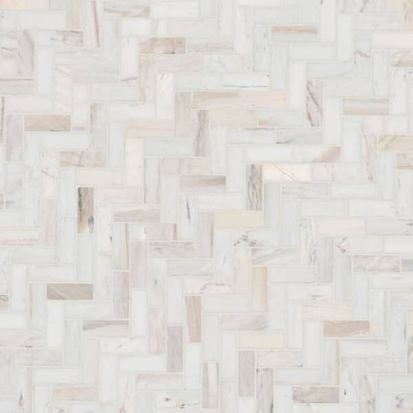 MSI Angora Herringbone 12 in. x 12 in. Polished Marble Mesh 