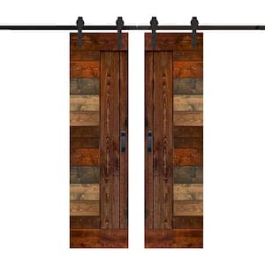 L Series 48 in. x 84 in. Multicolor Finished Solid Wood Double Sliding Barn Door with Hardware Kit - Assembly Needed