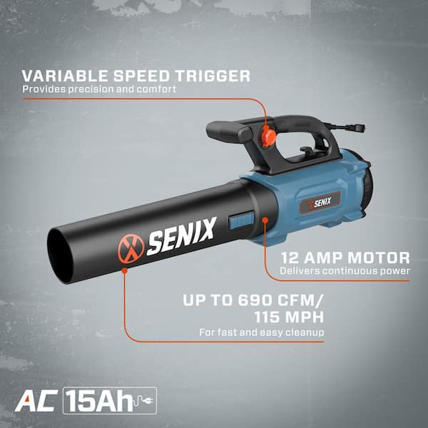 115 MPH 690 CFM 12-Amp Electric Handheld Leaf Blower