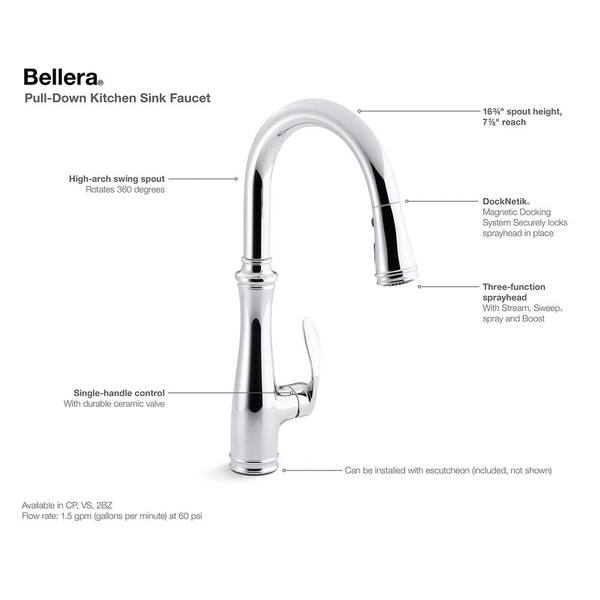 KOHLER Lyric Undermount Stainless Steel 32 in. Single Bowl Kitchen Sink with Bellera Faucet in Vibrant Stainless