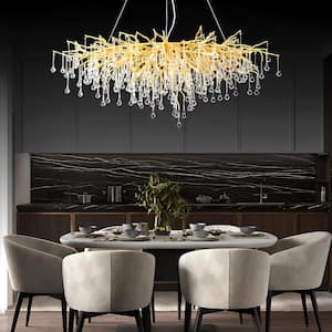 13-Lights Gold Luxury Crystal Chandelier, Modern Frosted Tree Branch Chandelier for Living Room, Dinning Room, Kitchen