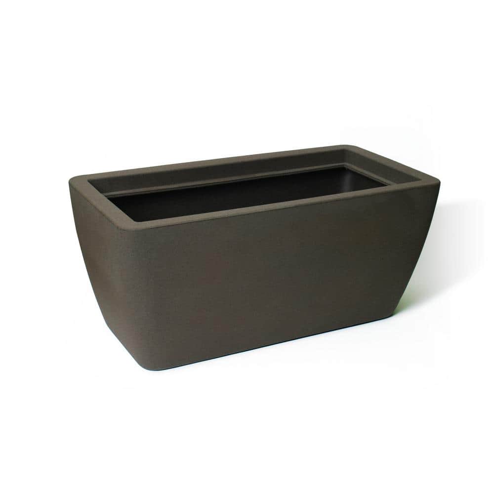 Manhattan Large Brownstone Rectangular Plastic Outdoor Planter