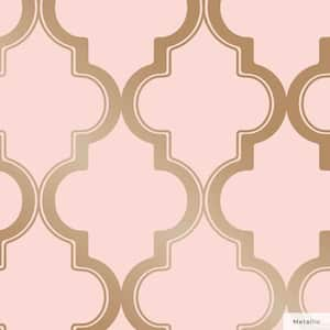 Pink and Metallic Gold Marrakesh Vinyl Peel and Stick Wallpaper Roll (Covers 28 sq. ft.)