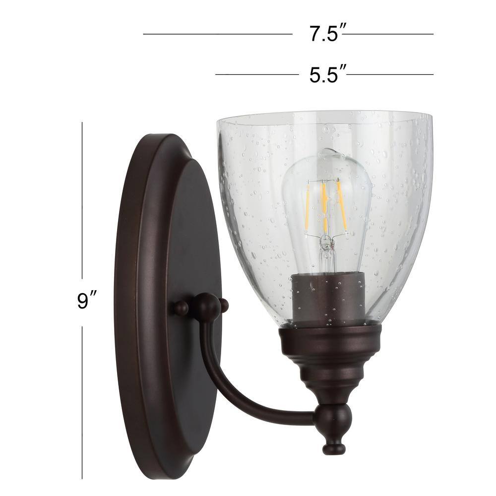 Marais 5.5" Oil Rubbed Bronze Metal and Glass Wall Sconce