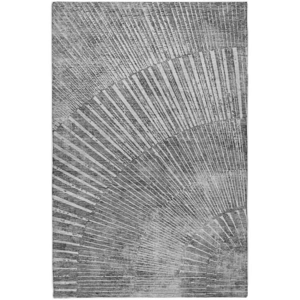 Dream Shag Premium Machine Washable Abstract ADS542 Gray 3 ft. x 5 ft. Area Rug