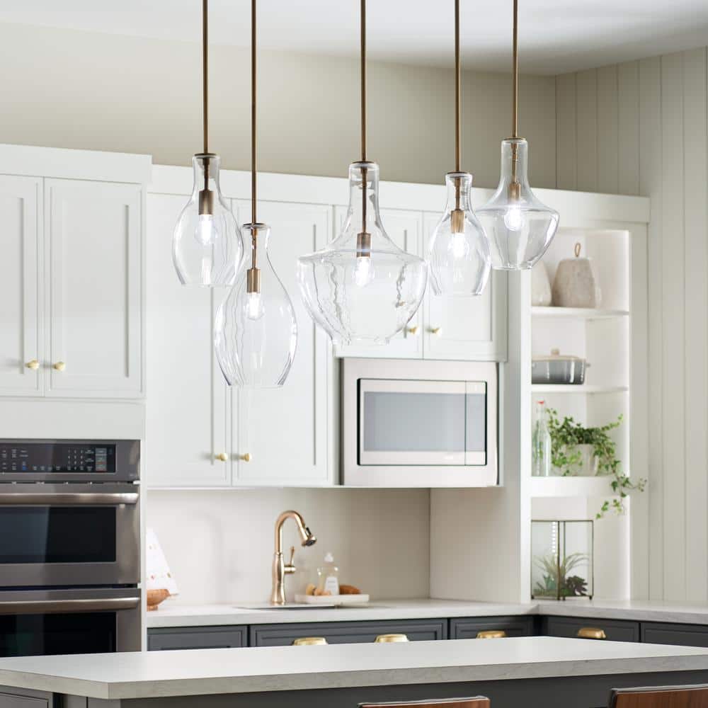 Everly 13.75" Clear Glass and Brass Mini Pendant Light