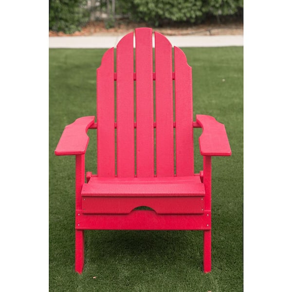 Foldable Adirondack Chair Weather Resistant, Outdoor Garden, Patio, Lawn, Deck, Backyard, 37.8 in. Tall, Red