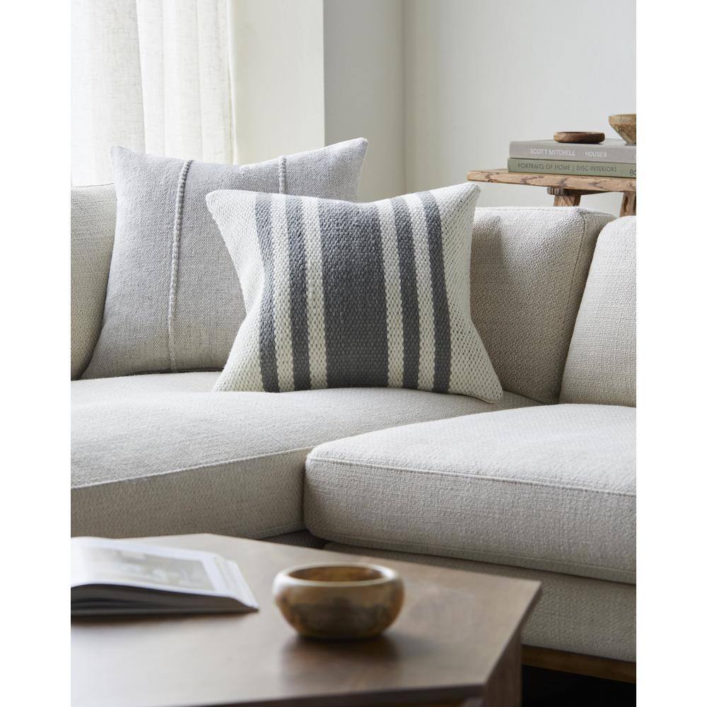 Brett 18'' Off-White and Gray Wool Accent Pillow