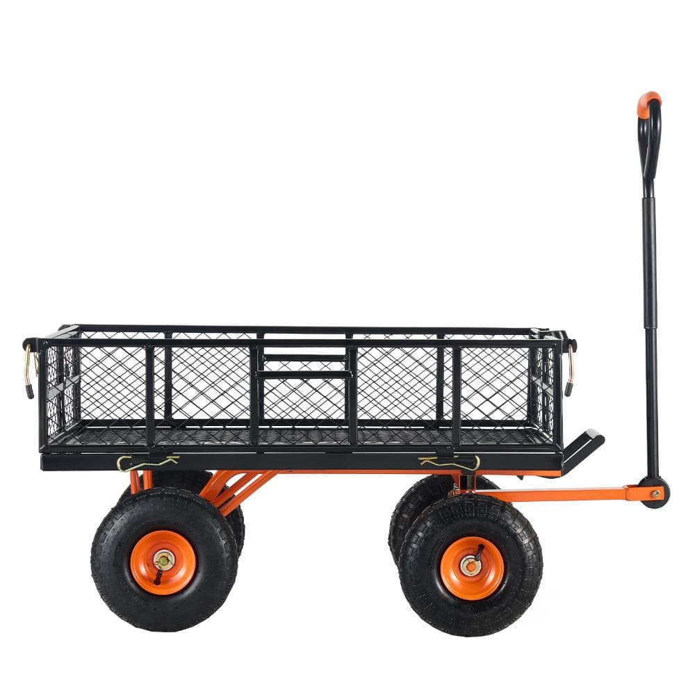 Metal Outdoor Garden Dump Cart  2-in-1 Convertible Handle, Utility Wheelbarrow 400 lbs Capacity,10 inch Tires price history on PriceWatchPro