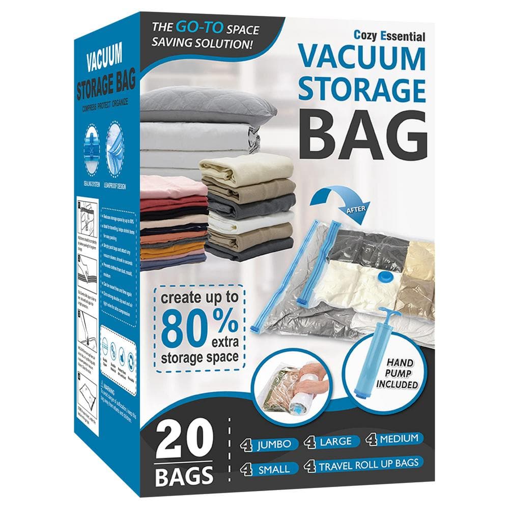 20-Packs PA+PE Vacuum Storage Bag, Space Saver Bags Compression for Comfort