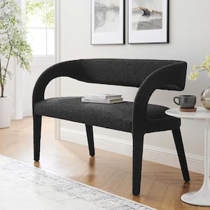 Pinnacle in Black 55 in. Boucle Fabric Accent Bedroom Bench