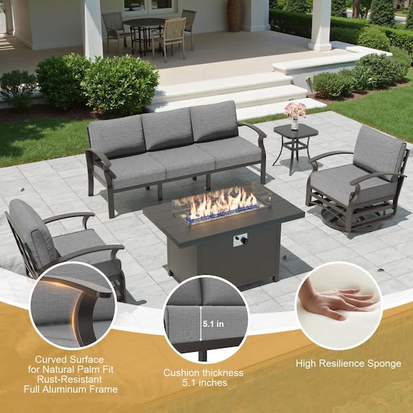 Zerpod 5-Piece Aluminum Patio Conversation Sectional Seating Set