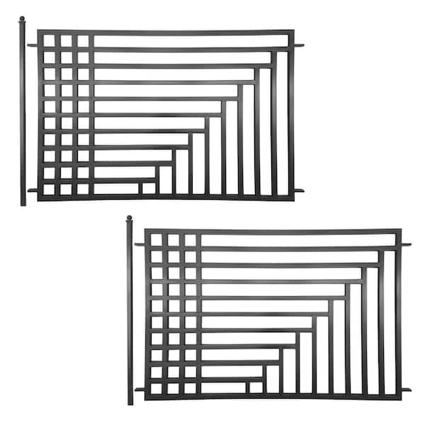 ALEKO 16 ft. x 5 ft. Kyiv Style Security Fence Panels Steel Fence Kit 2-Panel Gate Fence