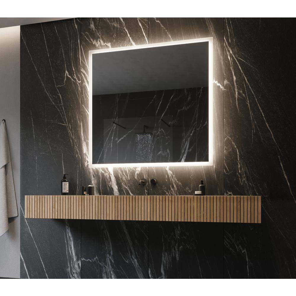 Elegant Frameless Rectangular Backlit Vanity Bathroom Mirror