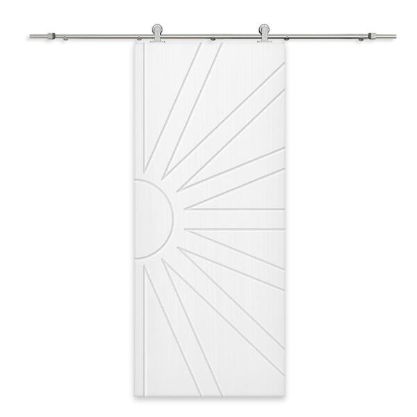 CALHOME 30 in. x 84 in. White Stained Composite MDF Paneled Interior Sliding Barn Door with Hardware Kit