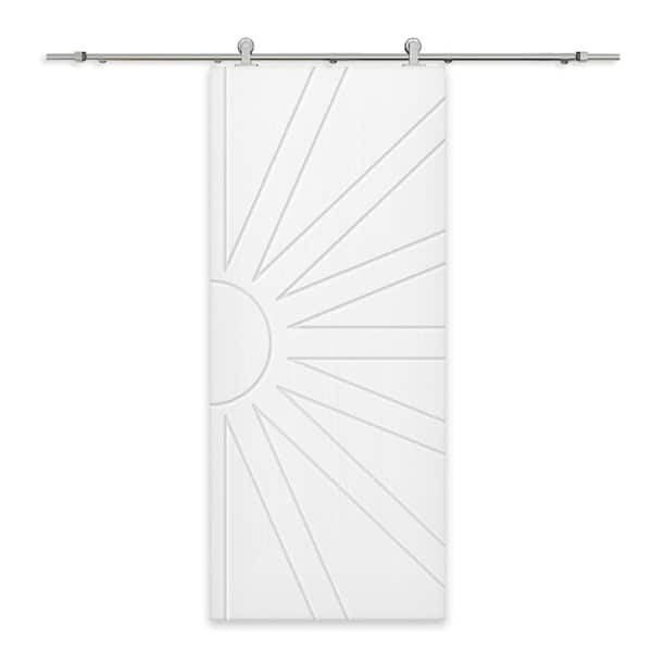 CALHOME 30 in. x 96 in. White Stained Composite MDF Paneled Interior Sliding Barn Door with Hardware Kit