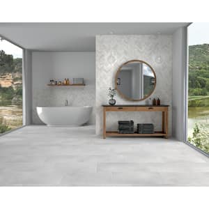 Pietra Divina Calacatta Dolomiti Polished 14 in. x 14 in. Marble Chevron Mosaic Tile (1.11 sq. ft./Each)