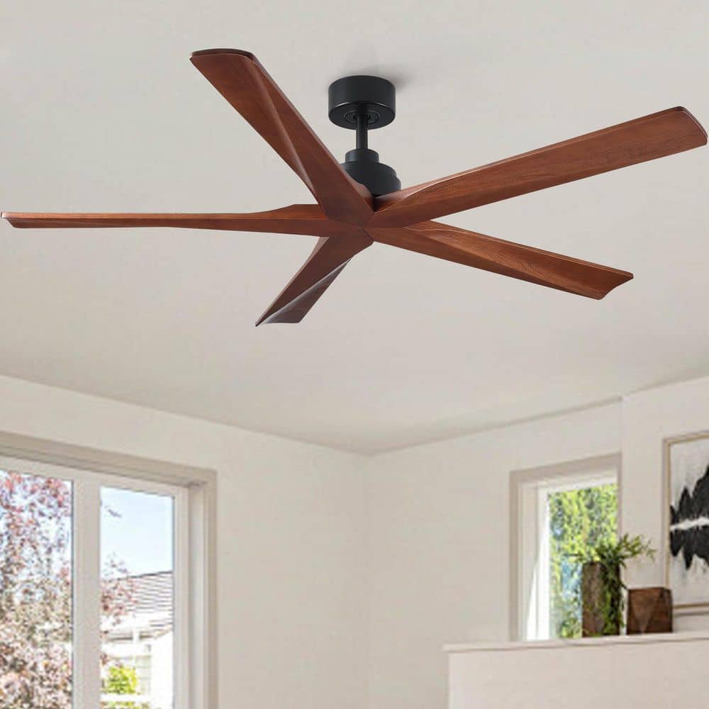 Vera 60 in. Indoor Matte Black Farmhouse Downrod Mount Ceiling Fan Without Light with Soild Wood Blades price history on PriceWatchPro