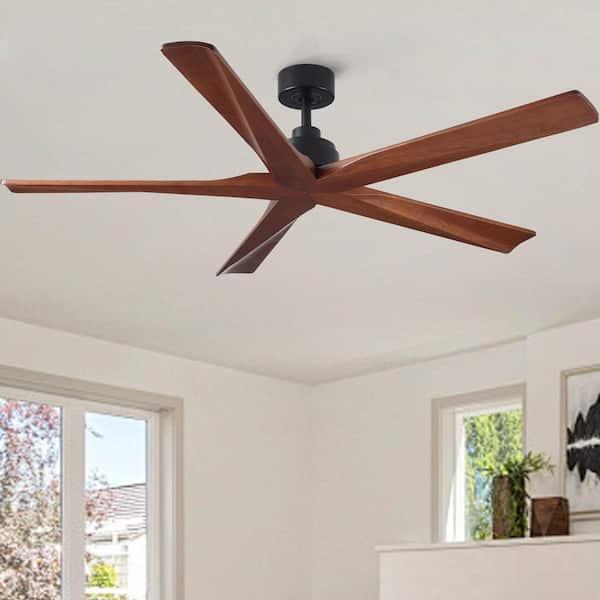 Vera 60 in. Indoor Matte Black Farmhouse Downrod Mount Ceiling Fan Without Light with Soild Wood Blades