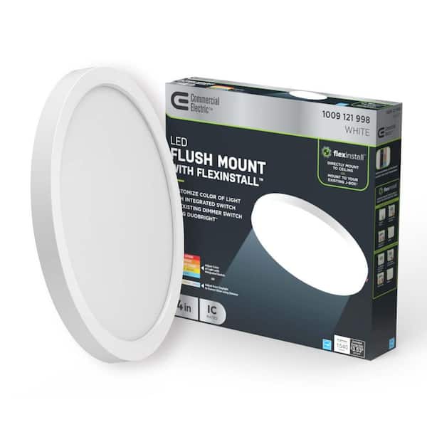 Flex Install Disklight 14 in. White Indoor Integrated LED Recessed Ceiling Light Flush Mount 5CCT and 1540 Lumens
