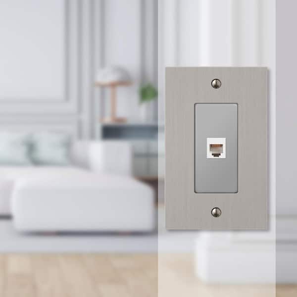 Barnard 1 Gang Phone Metal Wall Plate - Brushed Nickel