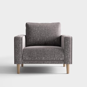 Megan Gray Boucle Polyester Fabric Modern Accent Arm Chair With Wood Legs