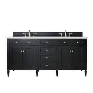 Brittany 72.0 in. W x 23.5 in. D x 34.0 in. H Bathroom Vanity in Black Onyx with Lime Delight Silestone Quartz Top