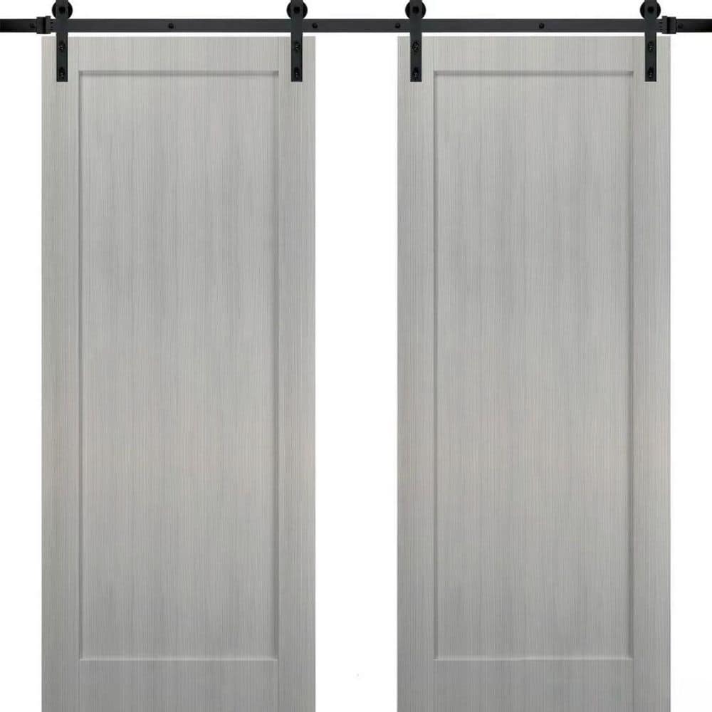 Assemble Required 30 in. x 80 in. 2 Panel Gray Ash Solid MDF Sliding Barn Door with Hardware Kit price history on PriceWatchPro