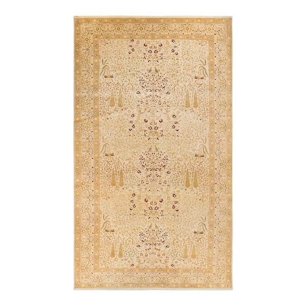 Mogul Ivory 10 ft. x 14 ft. Oriental Wool Indoor Area Rug