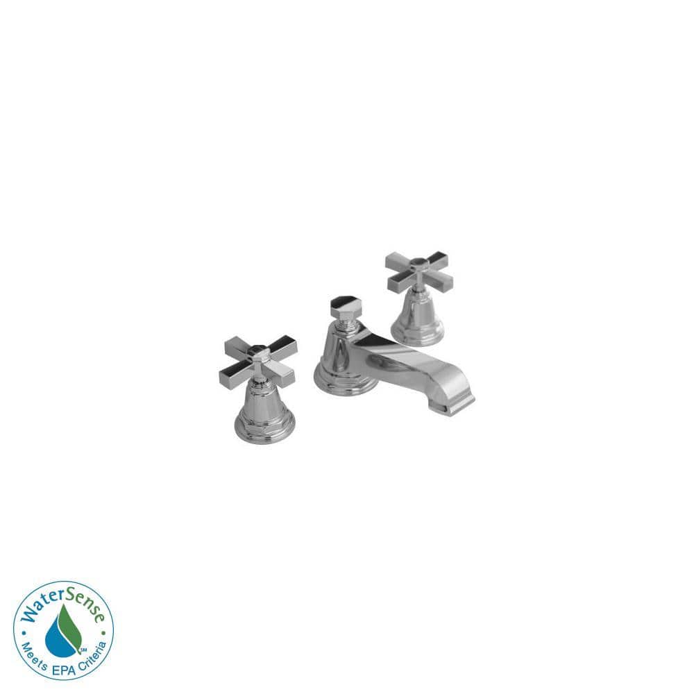Elegant Pinstripe Polished Chrome Double Cross Handle Bathroom Faucet