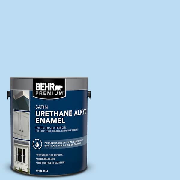 BEHR PREMIUM 1 gal. #P510-1 Greek Isles Urethane Alkyd Satin Enamel Interior/Exterior Paint
