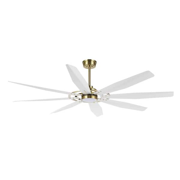MLiAN 72 in. 8 Blades White and Gold Indoor LED Ceiling Fan with Remote control