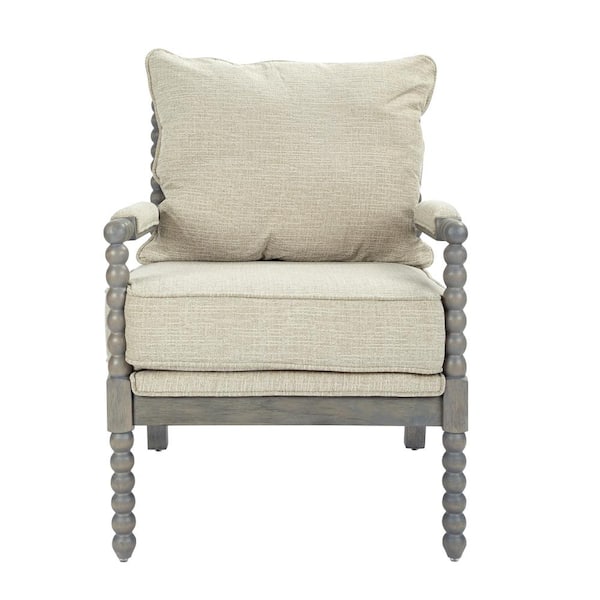 OSP Home Furnishings Abbot Linen Fabric Chair with Brushed Grey Base