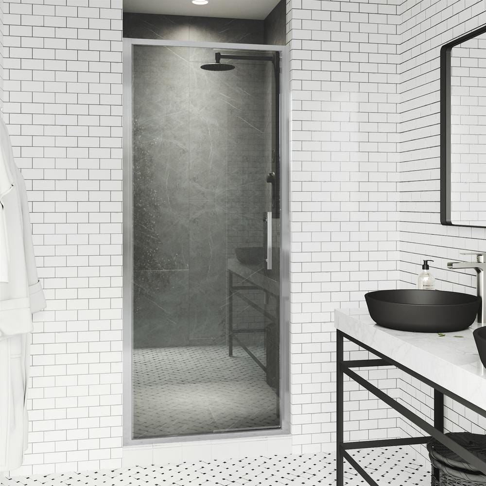 Astoria 30" x 76" Chrome Framed Pivot Shower Door with Clear Glass