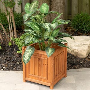Kensington 16 in. W x 16 in. D x 18 in. H Square Wooden Brown Planter
