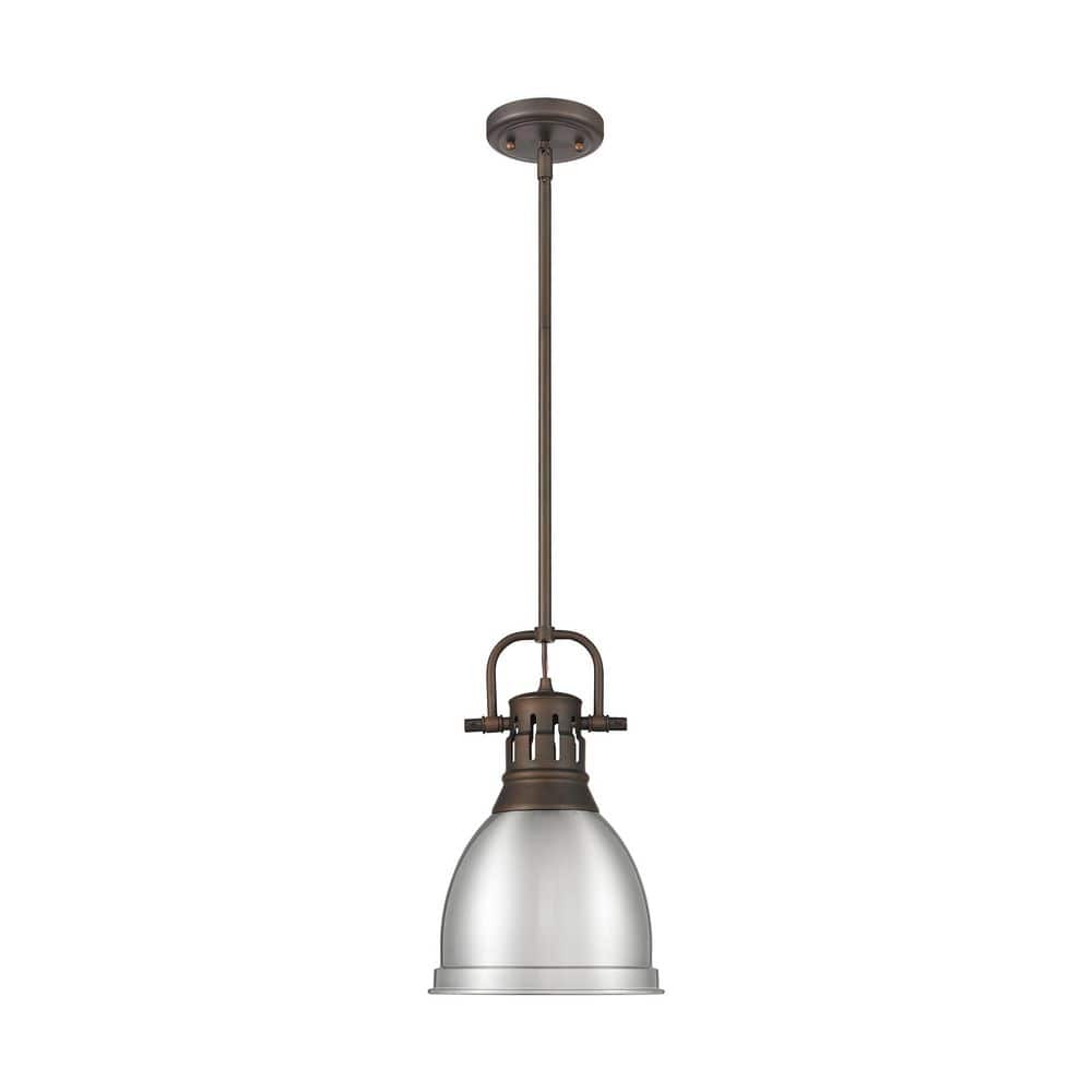 Duncan 14.25 in. 1 Light Rubbed Bronze Pendant Light with Pewter Shade price history on PriceWatchPro