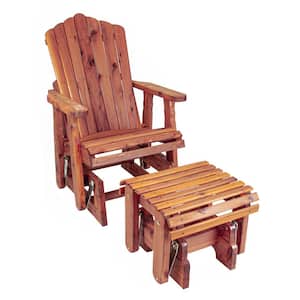 Aromatic Red Cedar Series 28 in. 1-Person Cedar Wood Outdoor Glider with Gliding Ottoman
