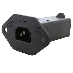 IEC C14/SHEET E with Mounting Holes to U.S. Household NEMA 5-15R Connector IT Outlet Splitter Adapter