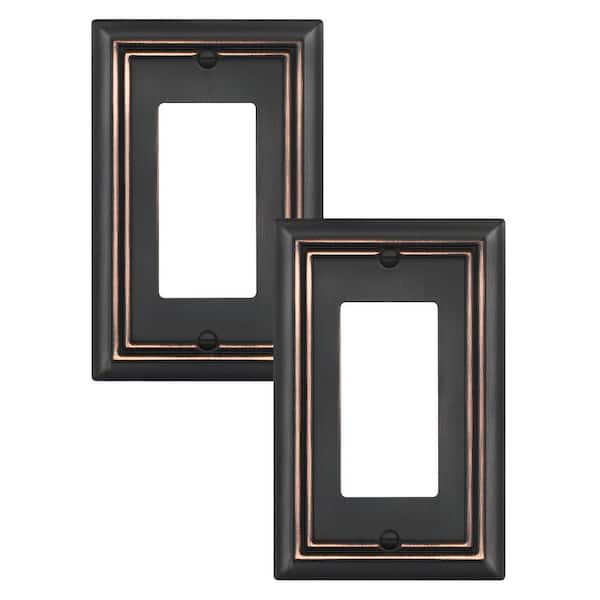 Standard 1-Gang Brushed Nickel Decorator/Rocker Outlet Metal Wall Plates (2-Pack)