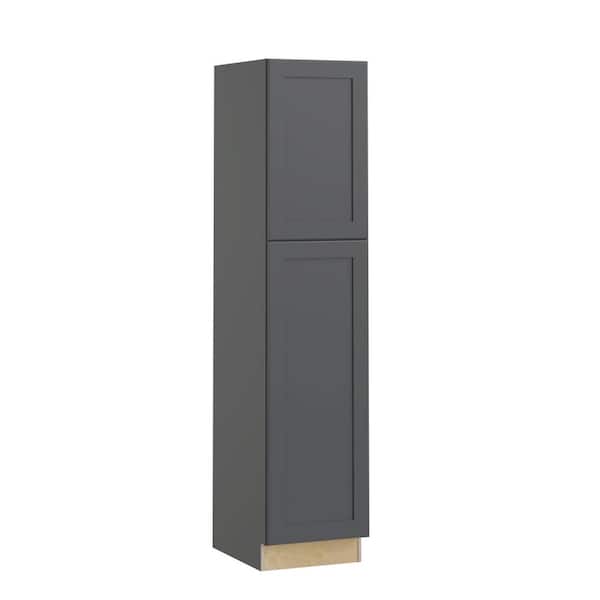 Home Decorators Collection Newport 18 in. W x 21 in. D x 84 in. H Assembled Plywood Vanity Linen Bath Cabinet in Deep Onyx with Soft Close RH