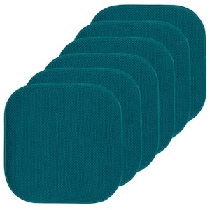 Blue, Honeycomb Memory Foam Square 16 in. x 16 in. Non-Slip Back Chair Cushion (6-Pack)