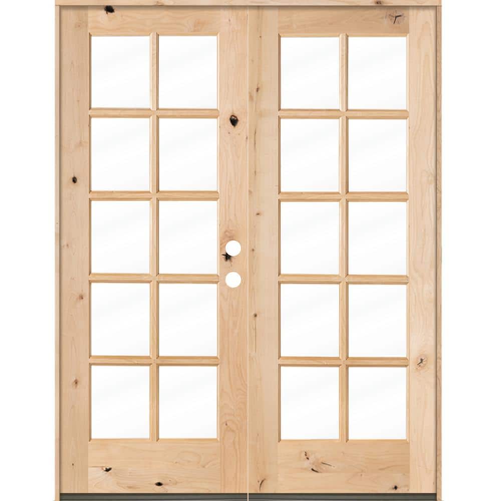 60 in. x 80 in. French Knotty Alder 10-Lite Clear Glass Unfinished Wood Left Active Inswing Double Prehung Front Door price history on PriceWatchPro