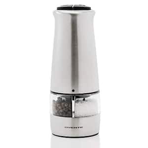 Stainless Steel Silver 2-in-1 Automatic Electric Salt and Pepper Grinder, Battery Operated, 6 AAA