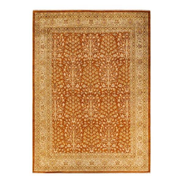 Electric 9 ft. x 12 ft. Brown Floral Wool Indoor Area Rug