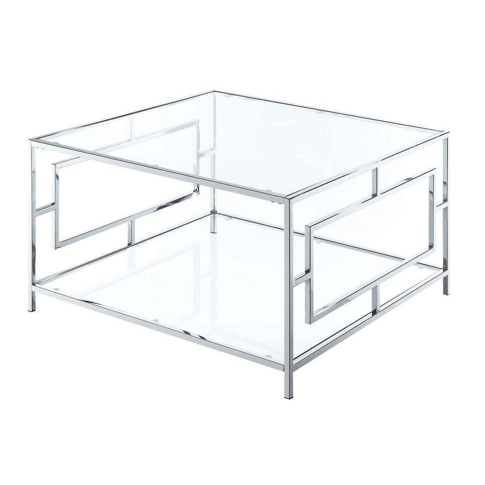 Chic Chrome and Clear Glass Square Coffee Table