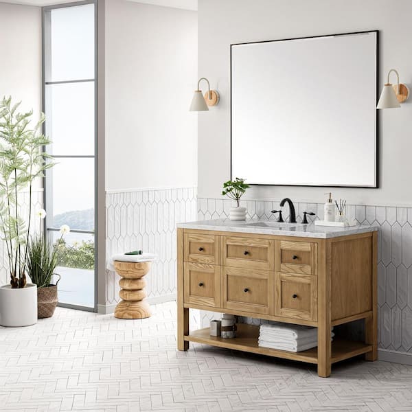 Breckenridge 48.0 in. W x 23.5 in. D x 34.2 in. H Bathroom Vanity in Light Natural Oak with Eternal Jasmine Pearl Top